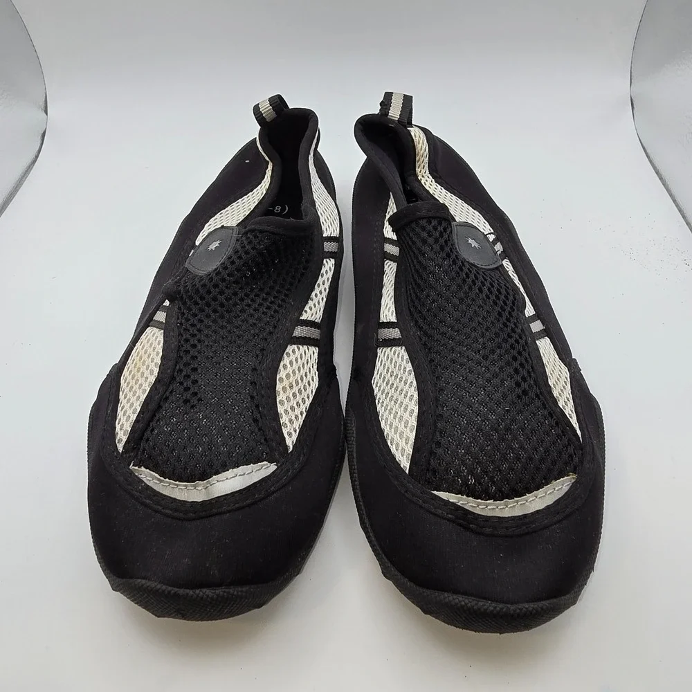 Sand n Sun Drift Large 7/8 Water Shoes Black White Beach Swim Quick-Dry Comfort